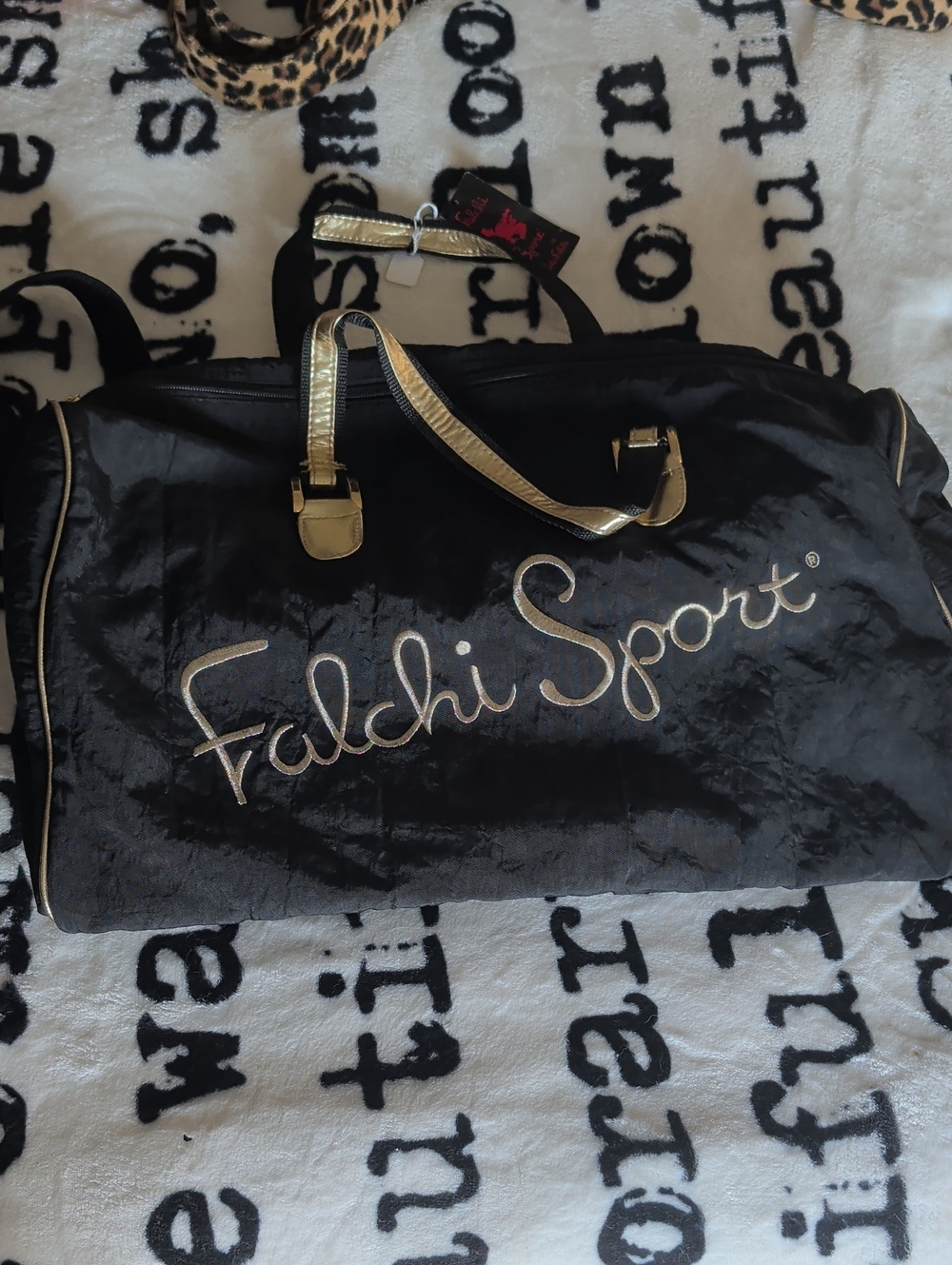 Carlos Falchi Black and Gold Travel Duffel